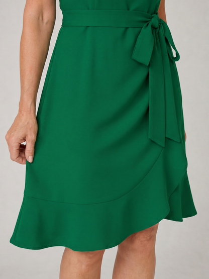 Puff Sleeve Dress with Ruffle Wrap Skirt