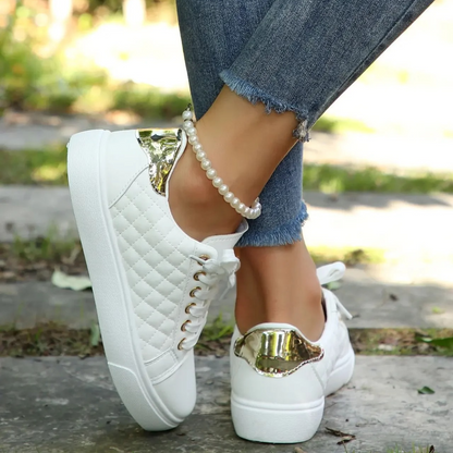 Women’s Breathable Quilted Walking Lace-Up Shoes