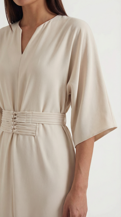 Vestido maxi Ana con cinturón en la cintura