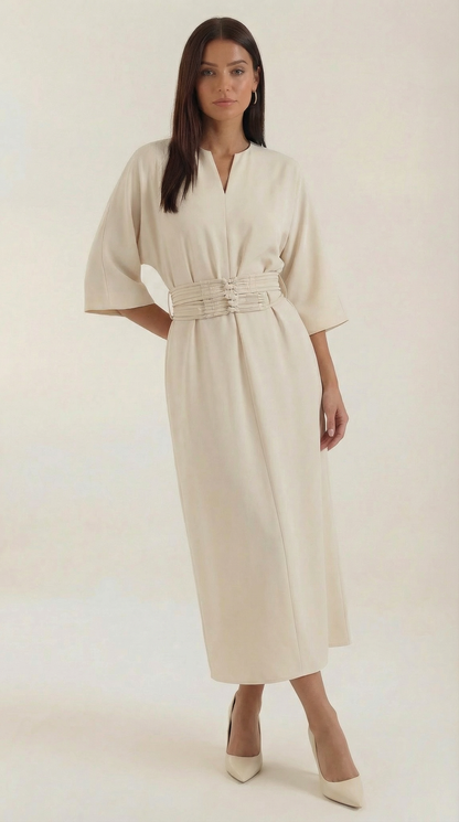 Vestido maxi Ana con cinturón en la cintura