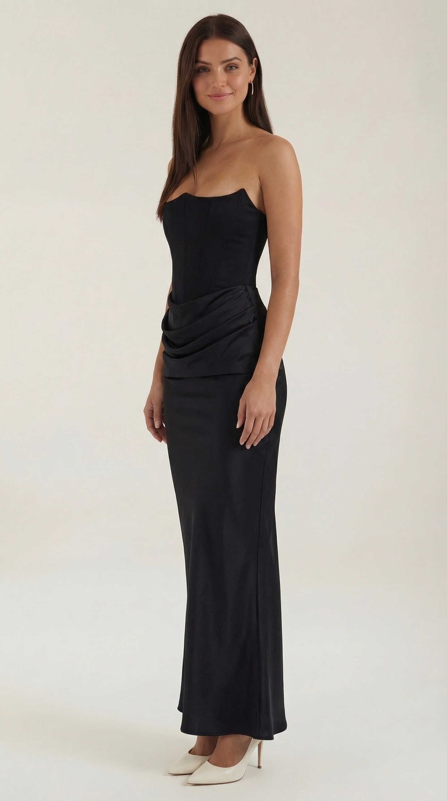 Vestido largo tipo corsé Fiorella
