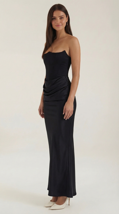 Vestido largo tipo corsé Fiorella