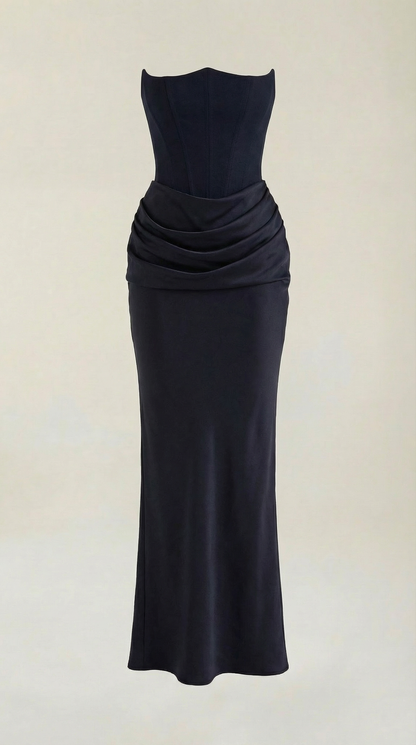 Vestido largo tipo corsé Fiorella