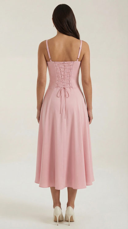 Vestido midi con cordones Jade