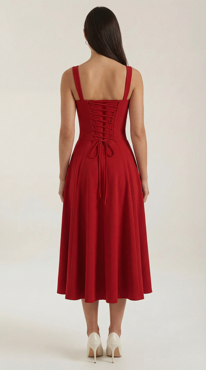 Vestido midi con cordones Jade