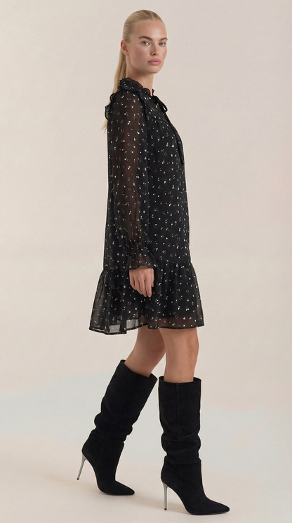 Ruffle Trim Mini Dress