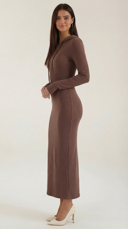 Vestido largo ajustado con capucha Marilyn