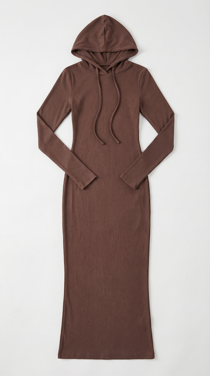 Vestido largo ajustado con capucha Marilyn