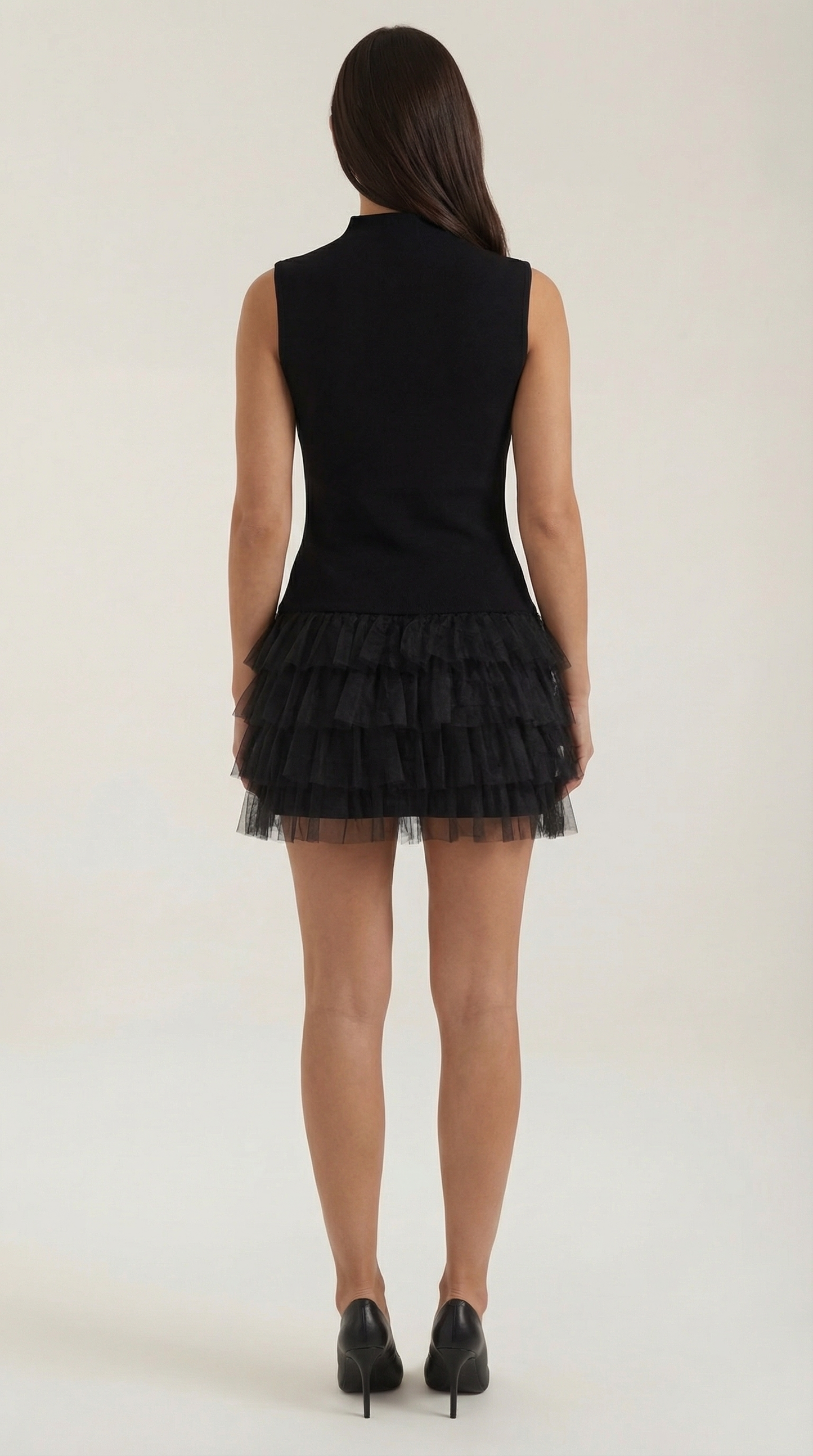 Minivestido de tul de cuello alto Nadia