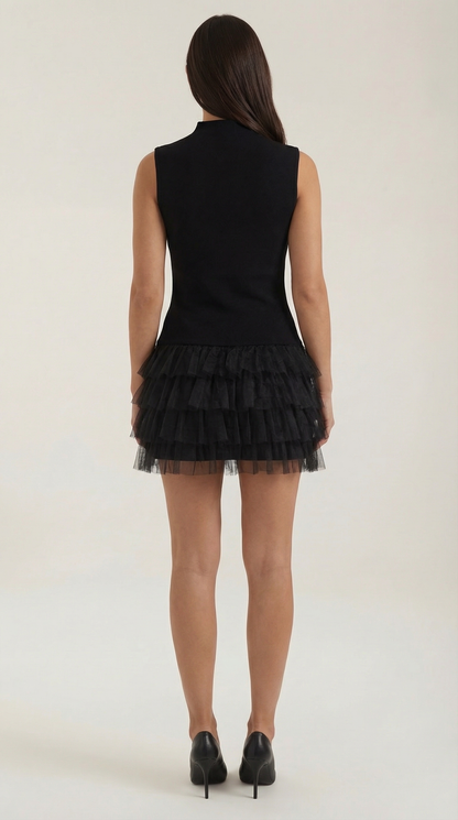 Minivestido de tul de cuello alto Nadia