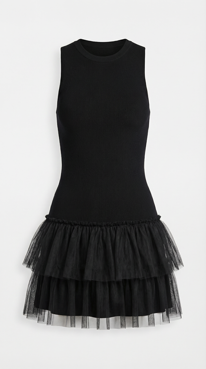 Minivestido de tul de cuello alto Nadia
