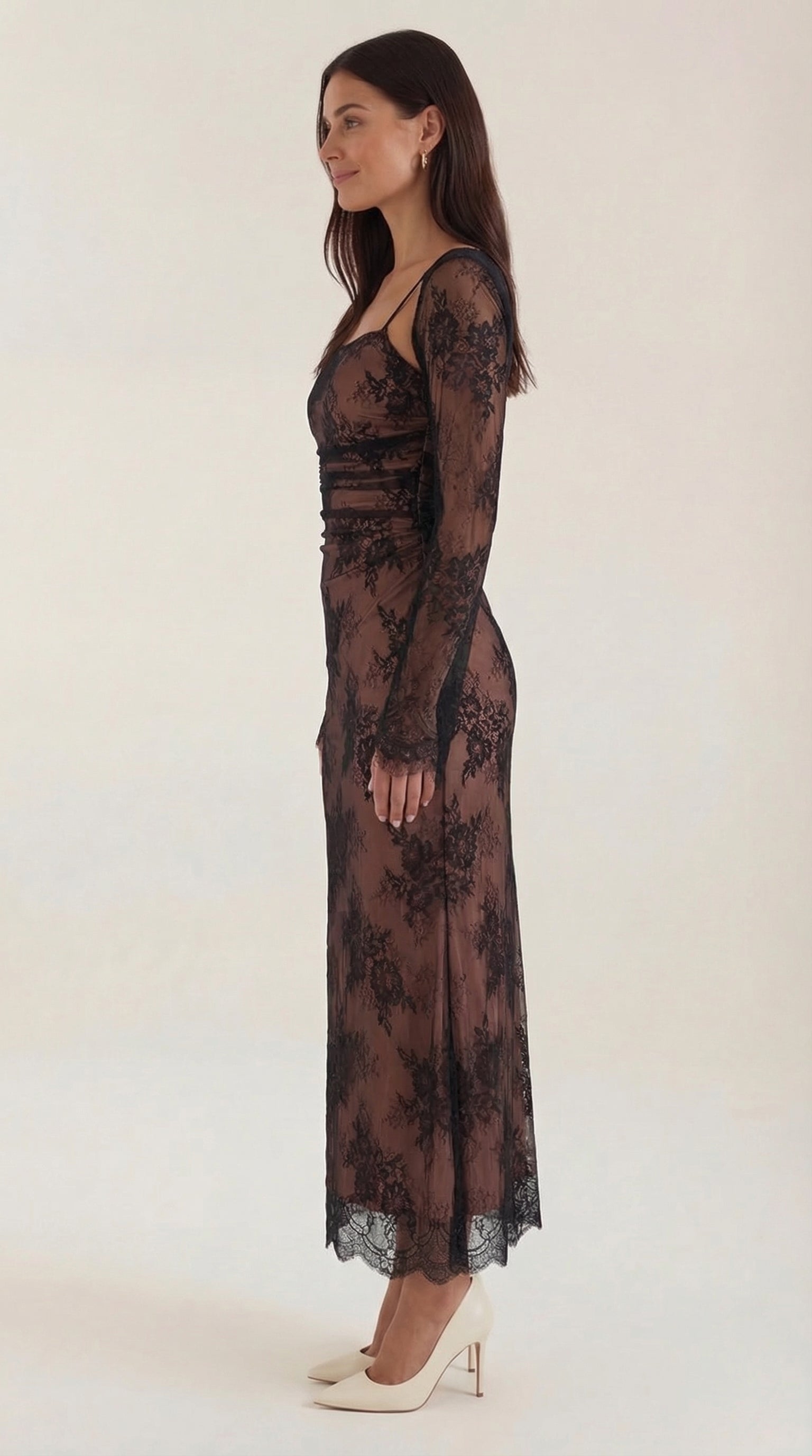 Nerissa Lace Black Maxi Dress - S