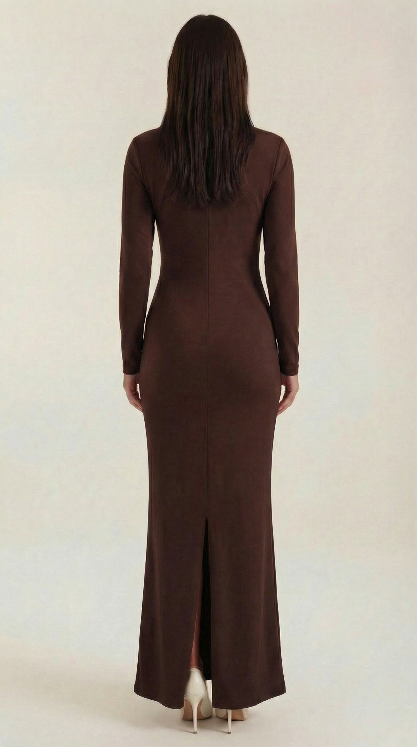 Vestido maxi entallado de manga larga Roberta