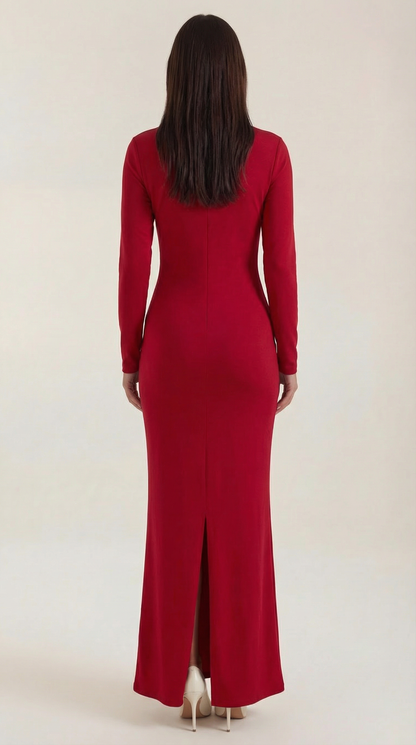 Vestido maxi entallado de manga larga Roberta