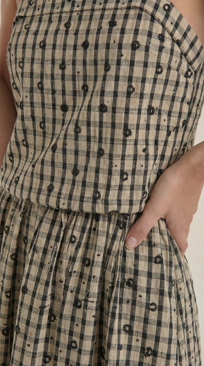 Square Neck Plaid Midi Sundress