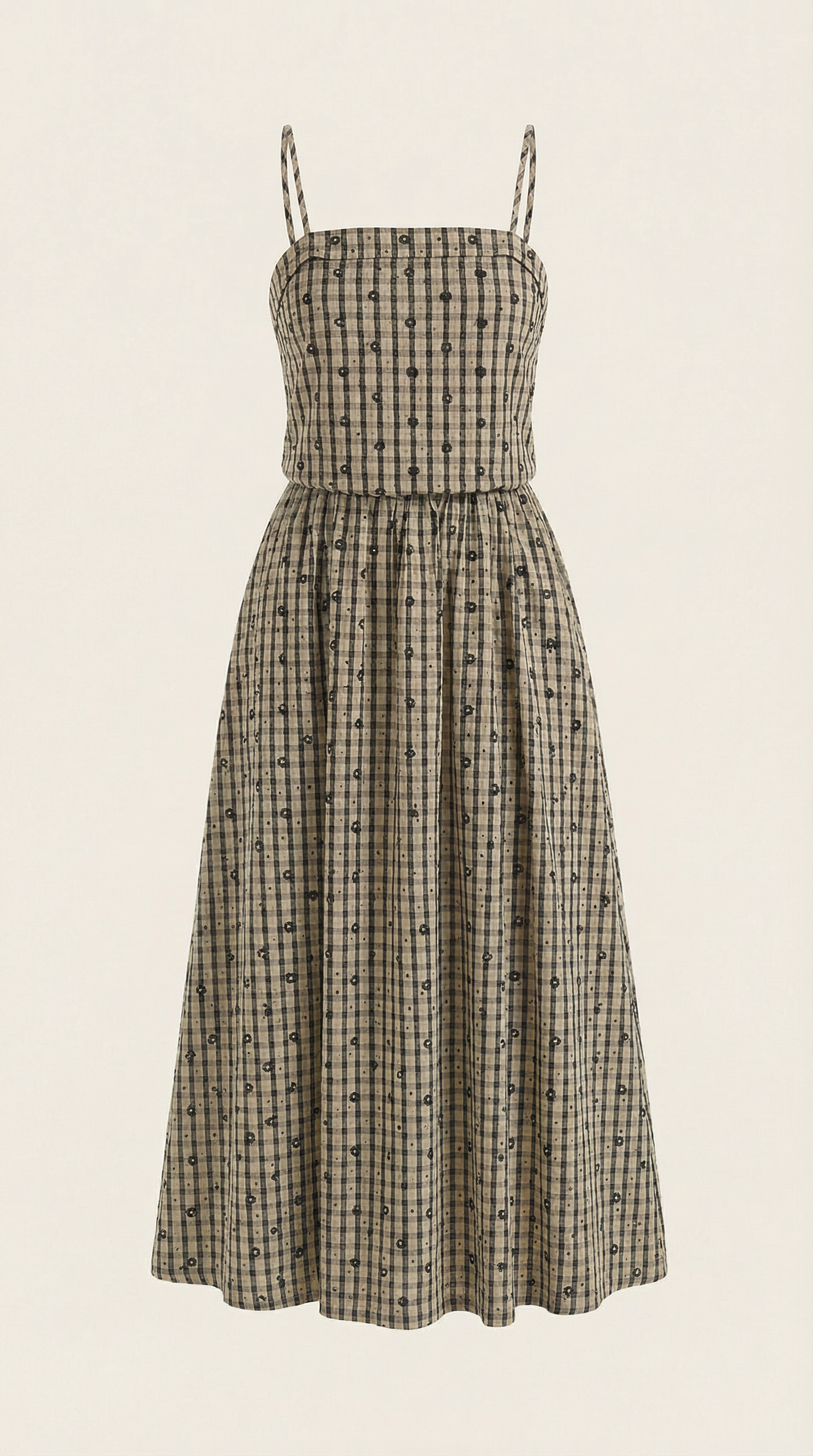 Square Neck Plaid Midi Sundress