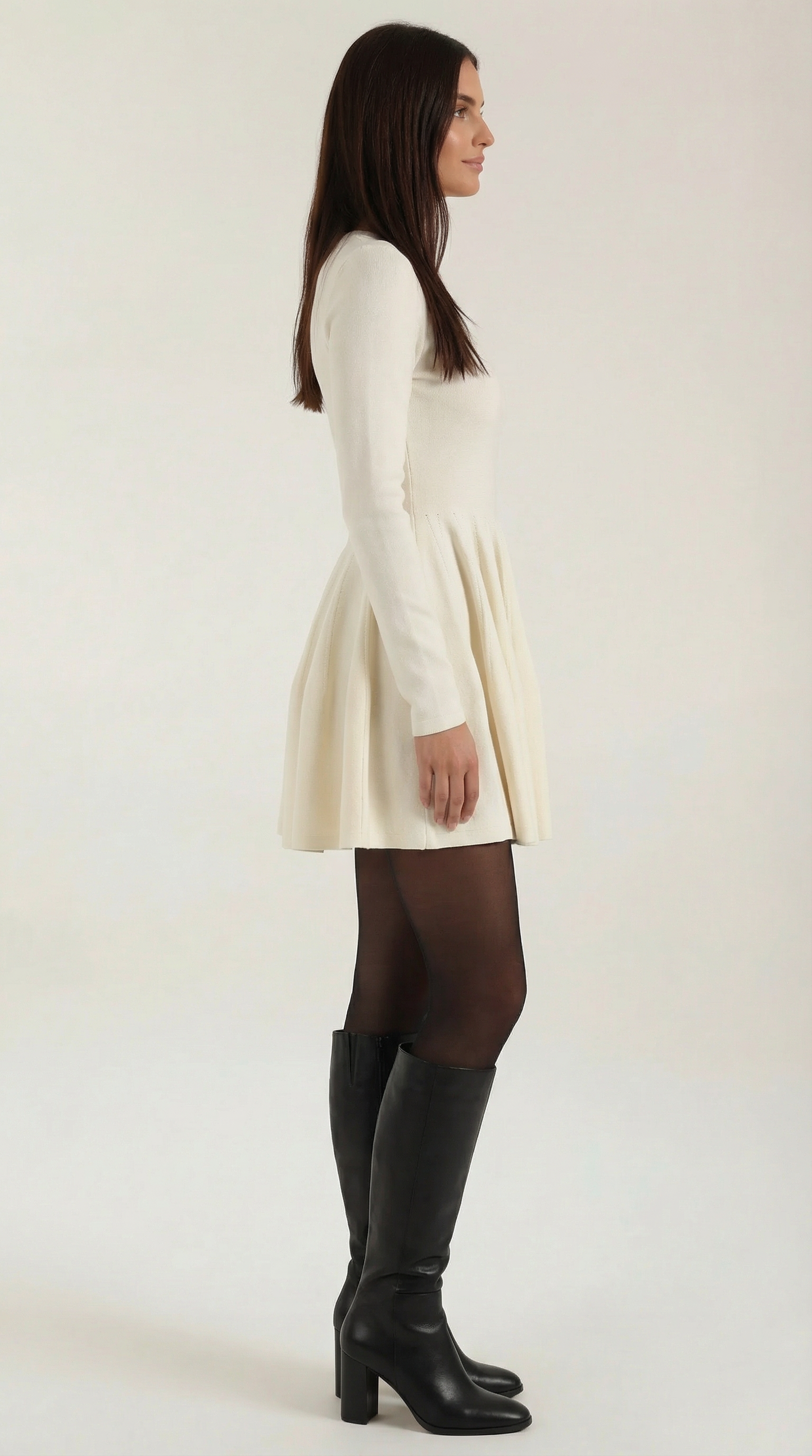 Long Sleeve Flare Mini Dress
