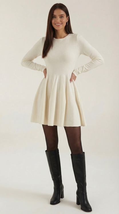 Long Sleeve Flare Mini Dress