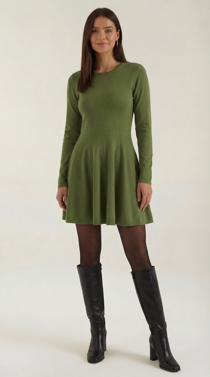 Long Sleeve Flare Mini Dress