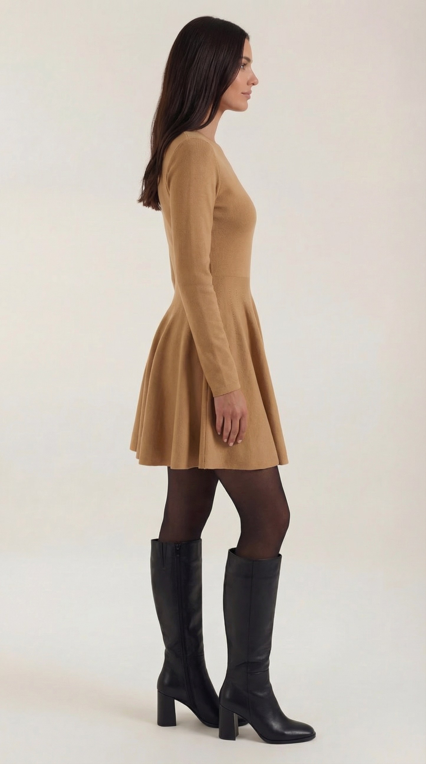 Long Sleeve Flare Mini Dress