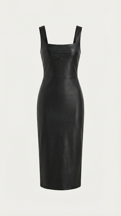 knee length dresses for ladies Leather Midi Dress main image 1