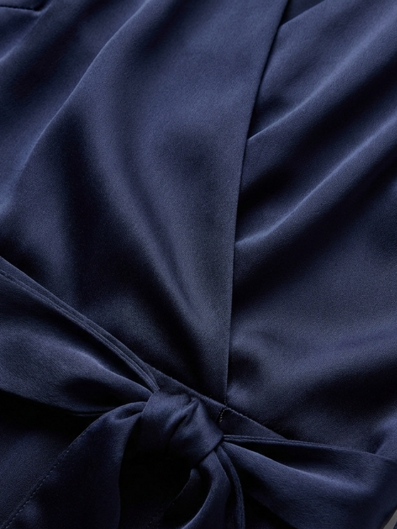 Satin Halter Dress with Tie Waist and High Low Hem