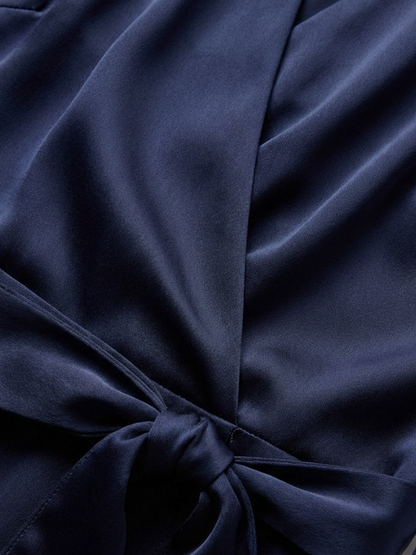 Satin Halter Dress with Tie Waist and High Low Hem