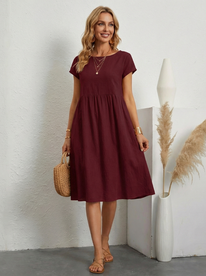 Short Sleeve Swing Dress with Side Pockets