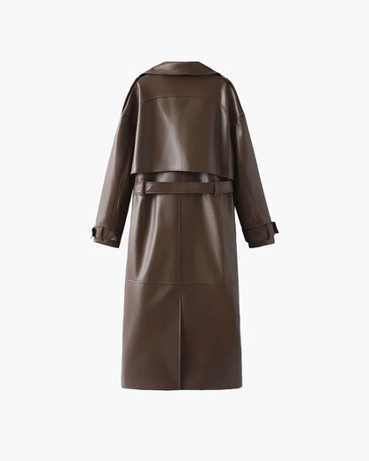 Ava | Women’s Winter Leather Maxi Trench Coat