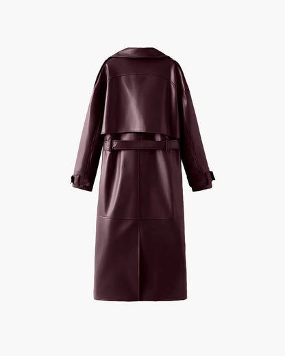 Ava | Women’s Winter Leather Maxi Trench Coat