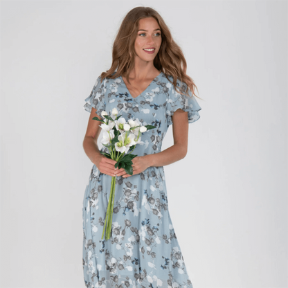 Grace | Vestido largo floral de manga corta para mujer