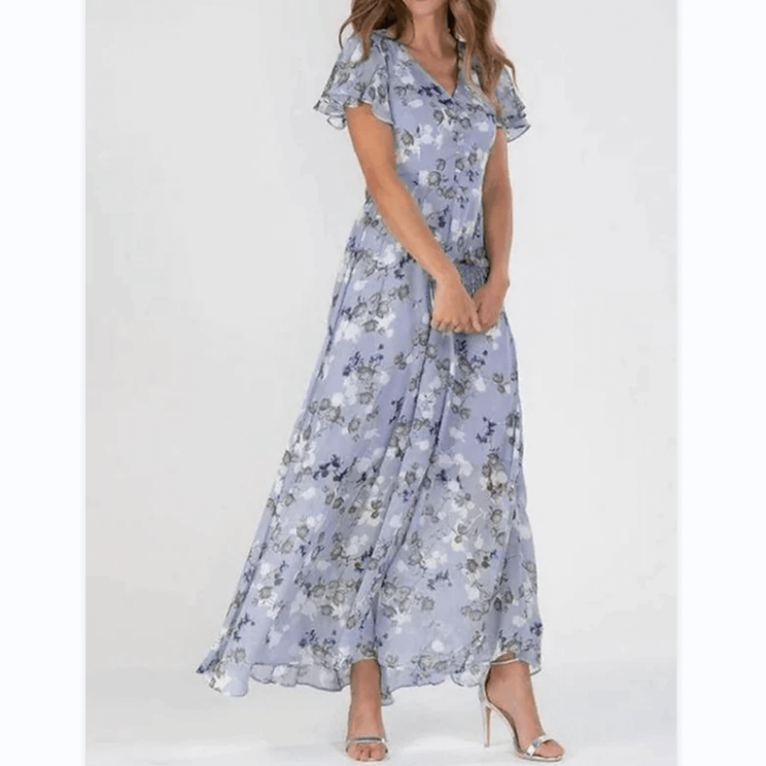 Grace | Vestido largo floral de manga corta para mujer