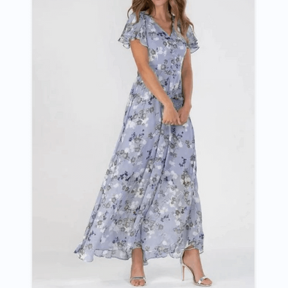 Grace | Vestido largo floral de manga corta para mujer