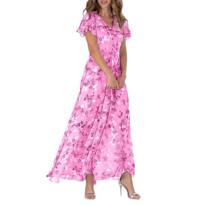 Grace | Vestido largo floral de manga corta para mujer