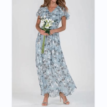 Grace | Vestido largo floral de manga corta para mujer