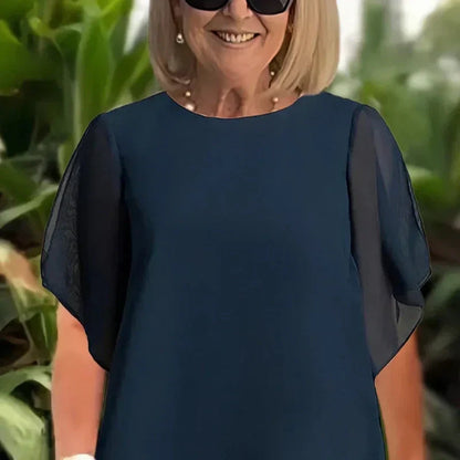 Traje con pantalón palazzo drapeado