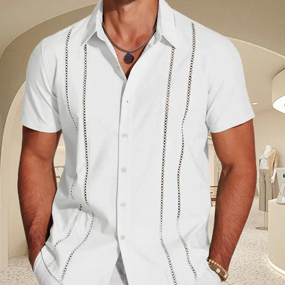 Magnus | Camisa guayabera bordada de corte relajado