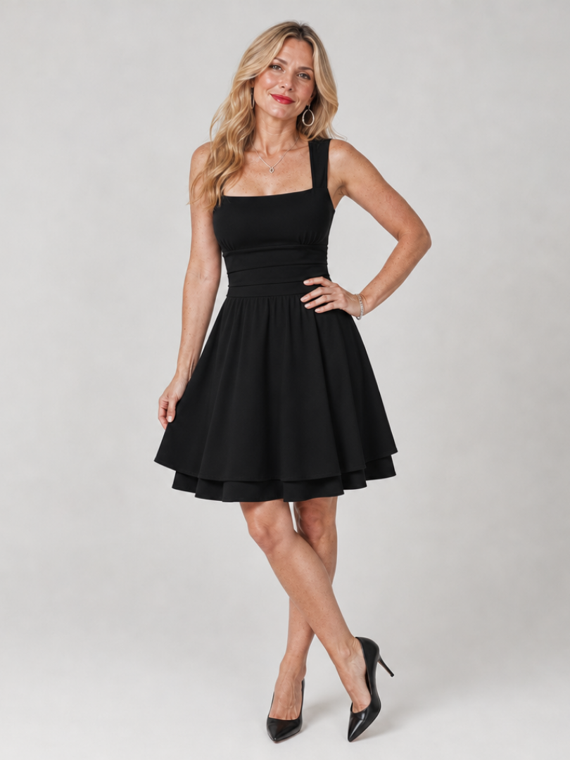 Square Neck Fit and Flare Mini Dress