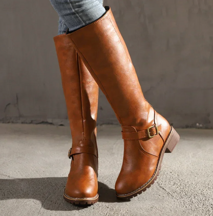 Chloe | Elegantes botas de cuero hasta la rodilla para mujer
