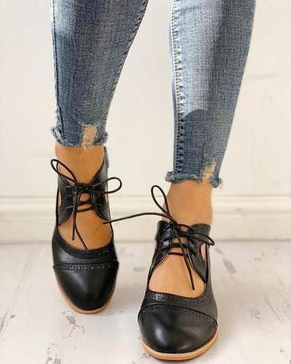 Evelyn | Zapatos de tacón con cordones y tiras en T para mujer