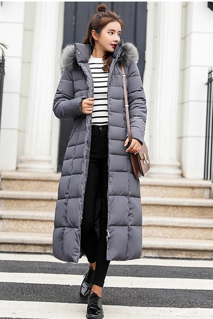 Grace | Abrigo acolchado largo de invierno con cinturón para mujer