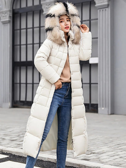 Grace | Abrigo acolchado largo de invierno con cinturón para mujer