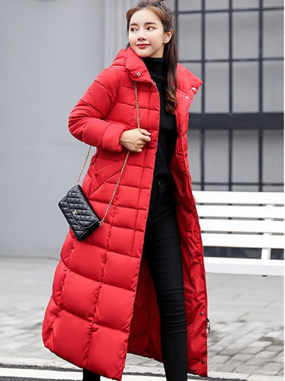 Grace | Abrigo acolchado largo de invierno con cinturón para mujer