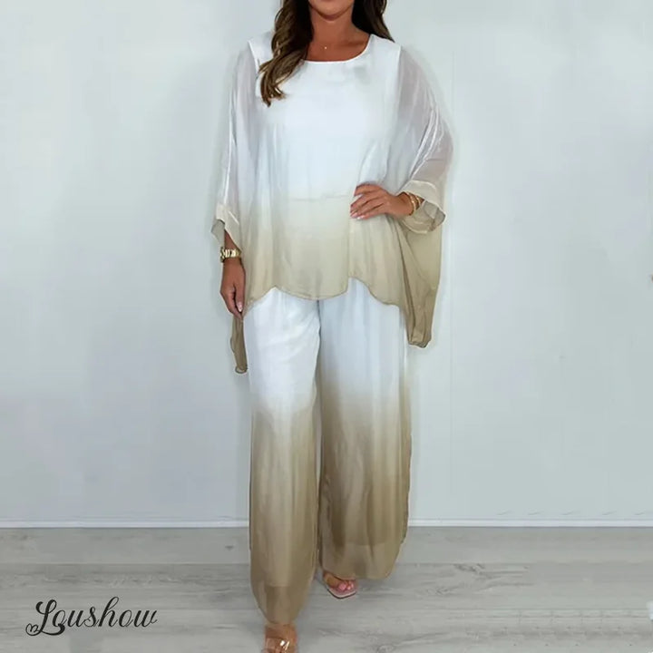 Dip Dye Mesh Loose Two-Piece Set