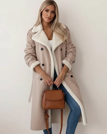 Kimberly | Abrigo largo de invierno con forro de piel de oveja para mujer