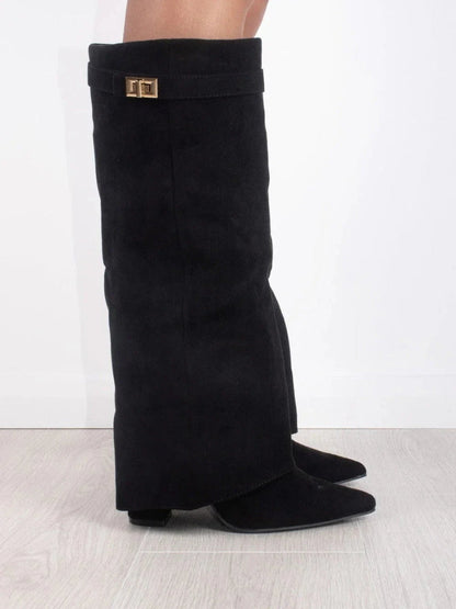 Women's Winter Zip-Up Slouchy High Heel Boots