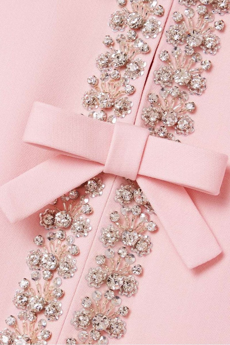 Bow with Crystal Embellished Midi Dress