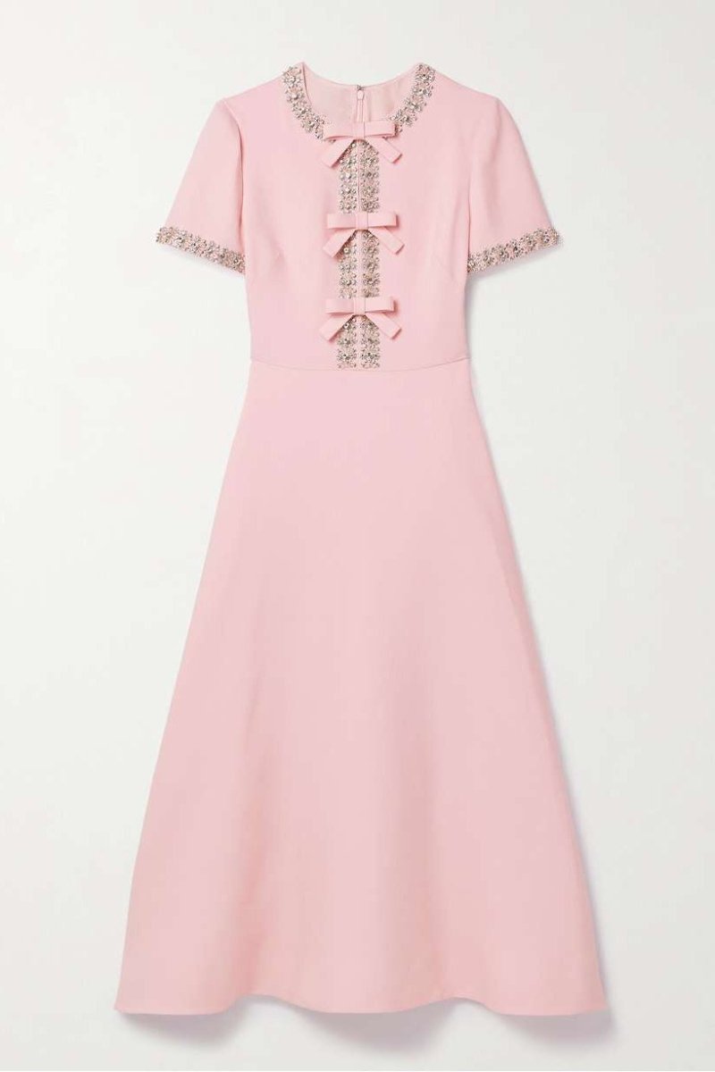 Vestido midi Zoe Bow con adornos de cristal