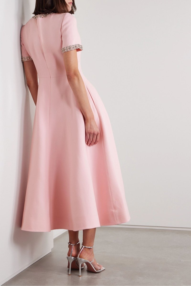 Vestido midi Zoe Bow con adornos de cristal